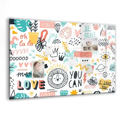 Magnetic glass dry erase board for pictures and sketches