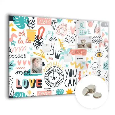 Magnetic glass dry erase board for pictures and sketches