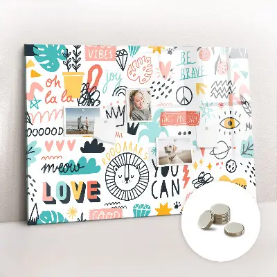 Magnetic glass dry erase board for pictures and sketches