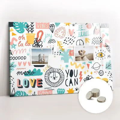 Magnetic glass dry erase board for pictures and sketches