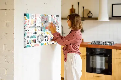 Magnetic glass dry erase board for pictures and sketches