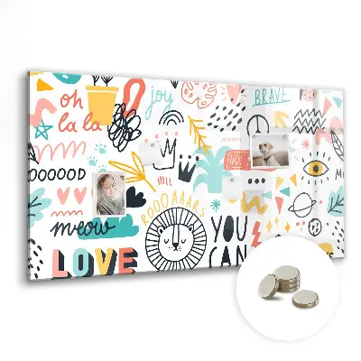 Magnetic glass dry erase board for pictures and sketches