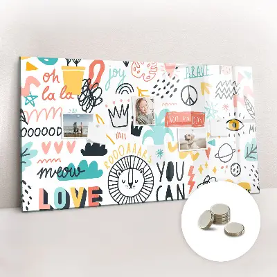 Magnetic glass dry erase board for pictures and sketches
