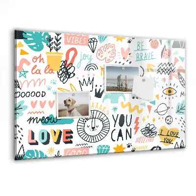 Magnetic glass dry erase board for pictures and sketches