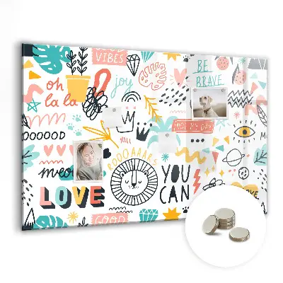 Magnetic glass dry erase board for pictures and sketches