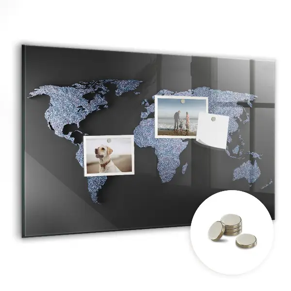 3D World Map Magnet Board