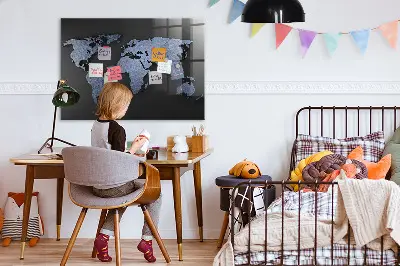 3D World Map Magnet Board