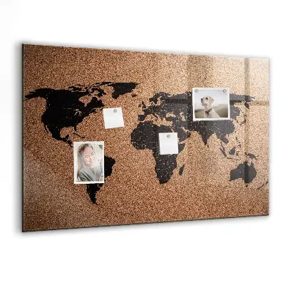 Magnetic glass dry erase board World map
