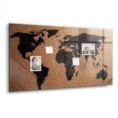 Magnetic glass dry erase board World map