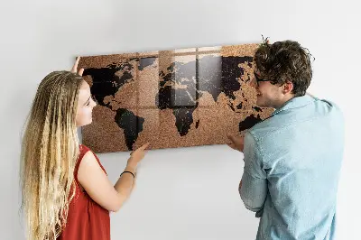 Magnetic glass dry erase board World map