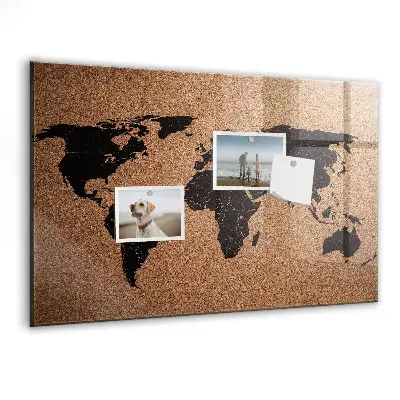 Magnetic glass dry erase board World map