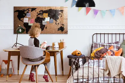 Magnetic glass dry erase board World map