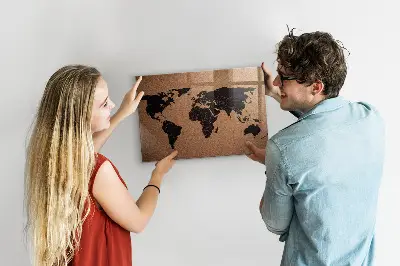 Magnetic glass dry erase board World map