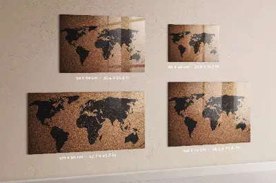 Magnetic glass dry erase board World map