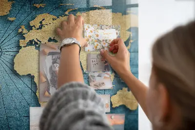 Magnetic glass dry erase board with 3D world map design