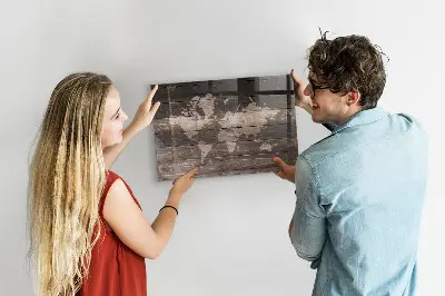 Magnetic World Map Wall Board on Wood