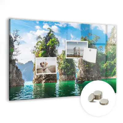 Lake Trees Nature Magnetic Glass Dry Erase Board
