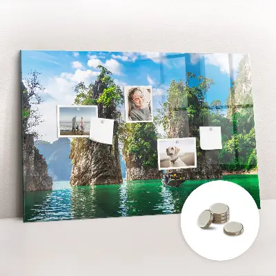 Lake Trees Nature Magnetic Glass Dry Erase Board