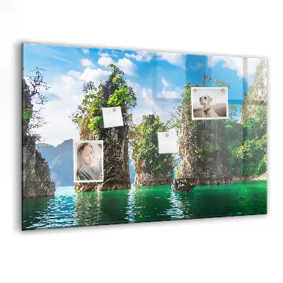 Lake Trees Nature Magnetic Glass Dry Erase Board