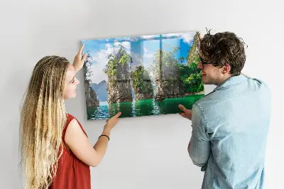 Lake Trees Nature Magnetic Glass Dry Erase Board