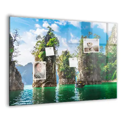 Lake Trees Nature Magnetic Glass Dry Erase Board