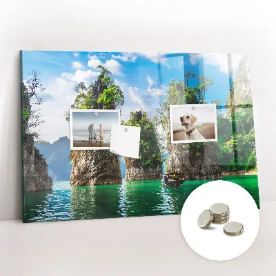 Lake Trees Nature Magnetic Glass Dry Erase Board