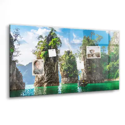 Lake Trees Nature Magnetic Glass Dry Erase Board