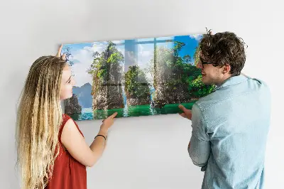 Lake Trees Nature Magnetic Glass Dry Erase Board