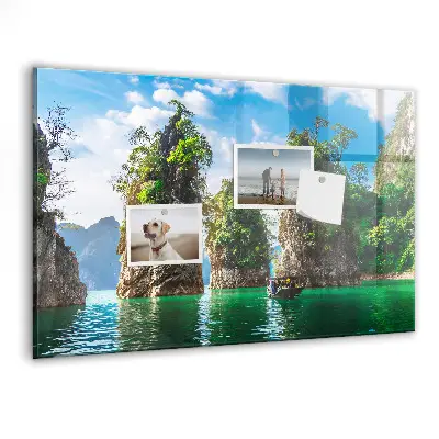 Lake Trees Nature Magnetic Glass Dry Erase Board
