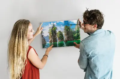 Lake Trees Nature Magnetic Glass Dry Erase Board