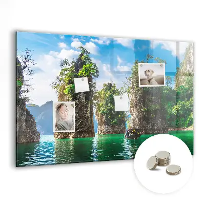Lake Trees Nature Magnetic Glass Dry Erase Board
