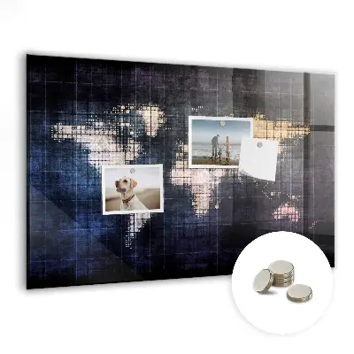 Magnetic Abstract World Map Wall Board