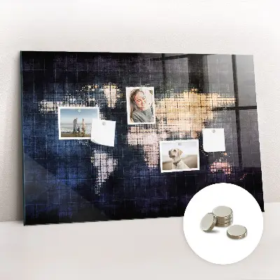 Magnetic Abstract World Map Wall Board