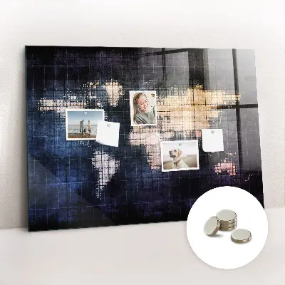Magnetic Abstract World Map Wall Board