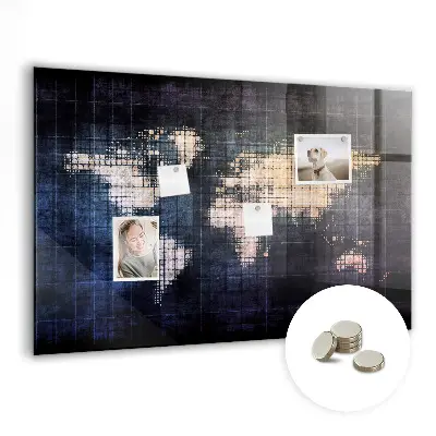 Magnetic Abstract World Map Wall Board