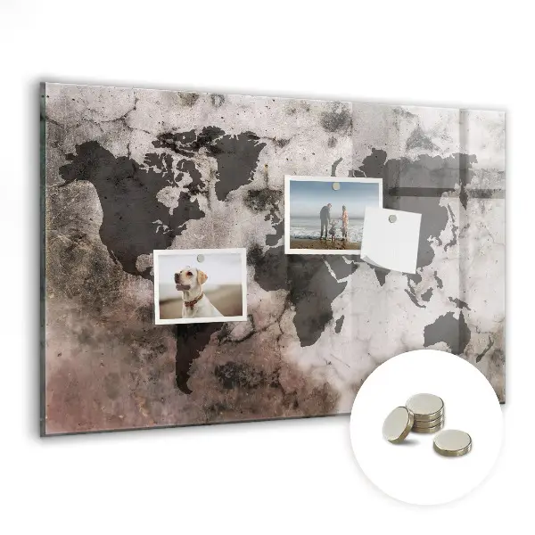 Concrete World Map Magnetic Board