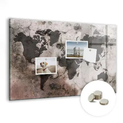 Concrete World Map Magnetic Board