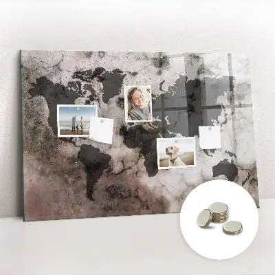Concrete World Map Magnetic Board