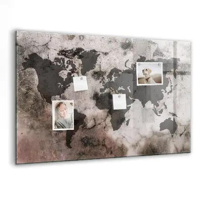 Concrete World Map Magnetic Board
