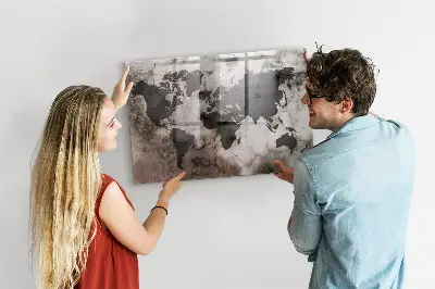 Concrete World Map Magnetic Board