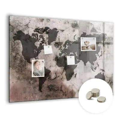 Concrete World Map Magnetic Board