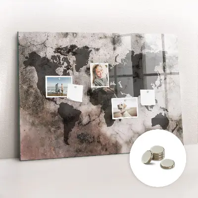 Concrete World Map Magnetic Board