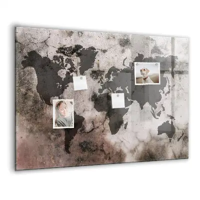 Concrete World Map Magnetic Board