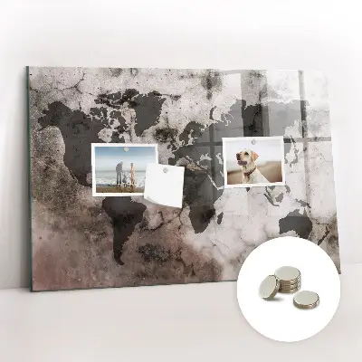 Concrete World Map Magnetic Board
