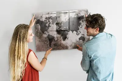 Concrete World Map Magnetic Board