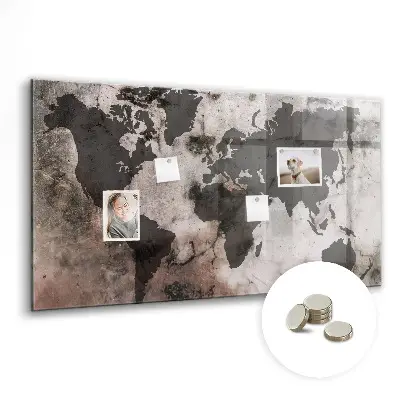 Concrete World Map Magnetic Board