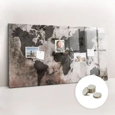 Concrete World Map Magnetic Board