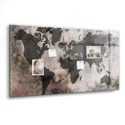 Concrete World Map Magnetic Board