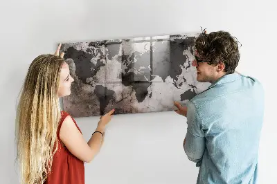 Concrete World Map Magnetic Board