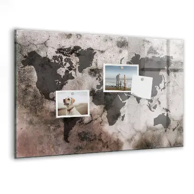 Concrete World Map Magnetic Board